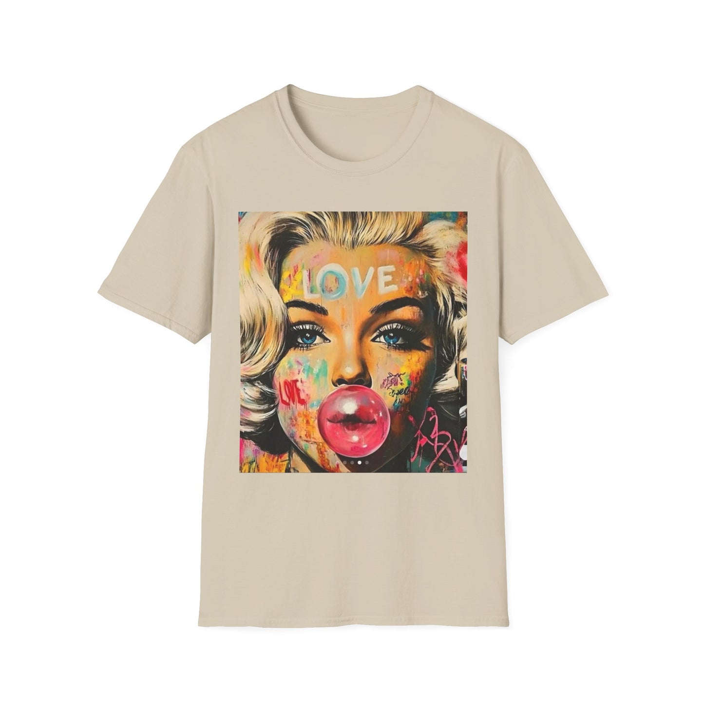 Marilyn Pop Art T-Shirt — 'LOVE' Bubblegum Portrait Graphic Tee