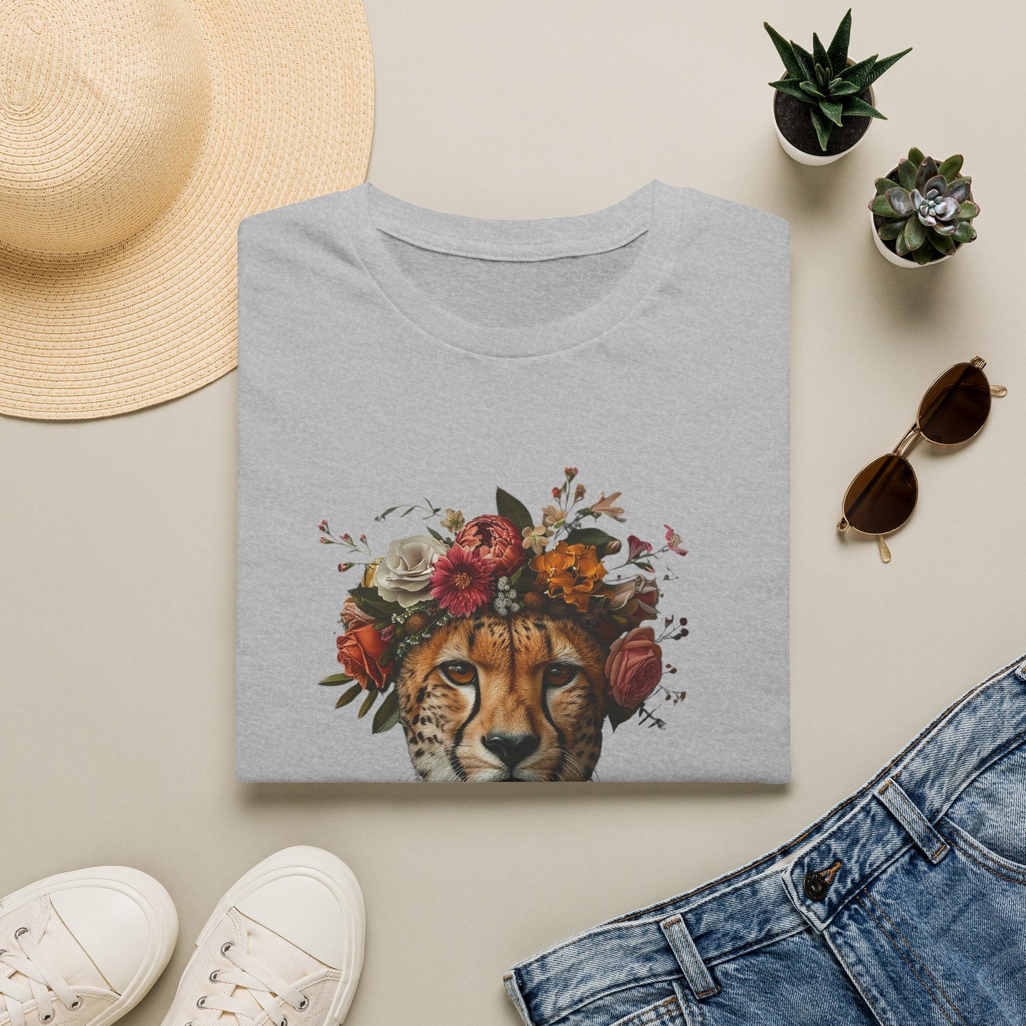Floral Crown Cheetah T-Shirt | Leopard Portrait Tee