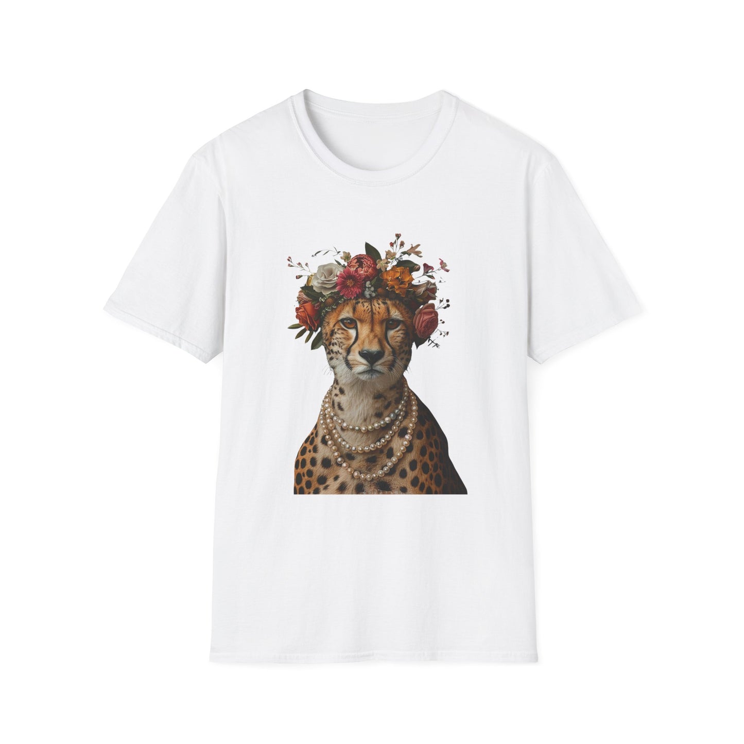 Floral Crown Cheetah T-Shirt | Leopard Portrait Tee