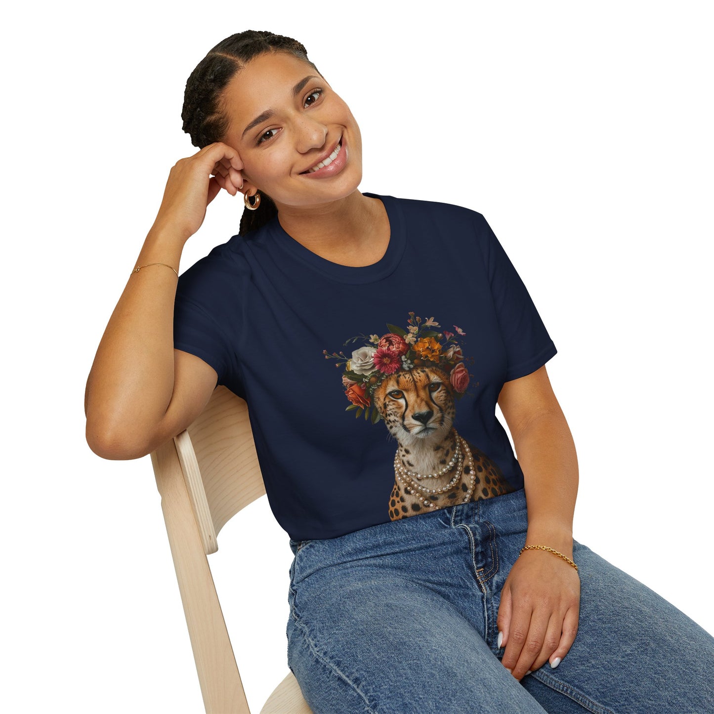 Floral Crown Cheetah T-Shirt | Leopard Portrait Tee